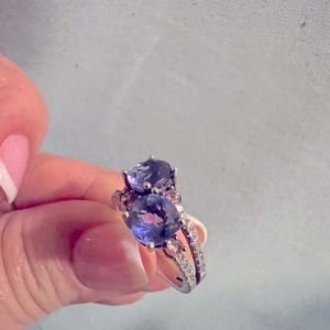 Color changing tourmaline and pink sapphire, sterling silver